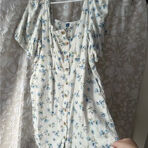 Old Navy Floral Button-Down Mini Dress - Cream and Blue